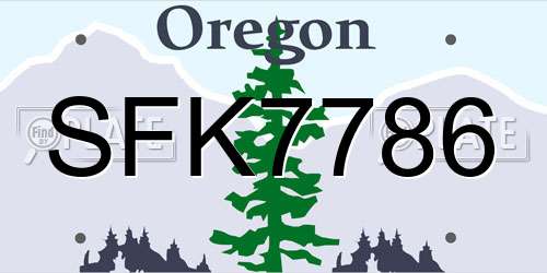 SFK7786 Oregon License Plate