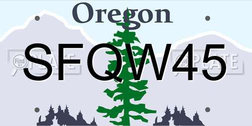 SFQW45 Oregon License Plate