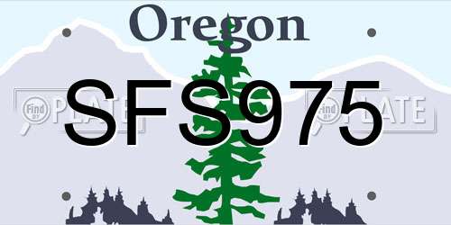 SFS975 Oregon License Plate