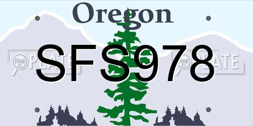 SFS978 Oregon License Plate