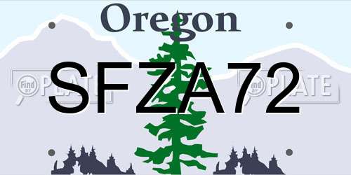 SFZA72 Oregon License Plate