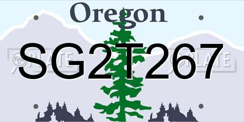 SG2T267 Oregon License Plate