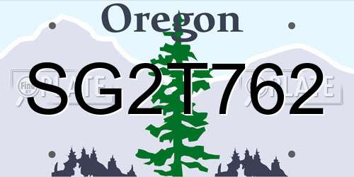 SG2T762 Oregon License Plate