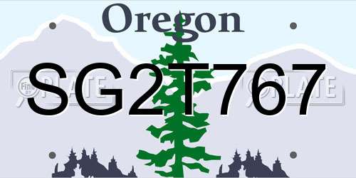 SG2T767 Oregon License Plate