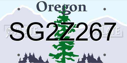 SG2Z267 Oregon License Plate