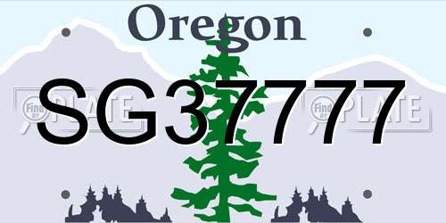SG37777 Oregon License Plate