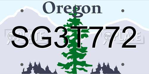 SG3T772 Oregon License Plate