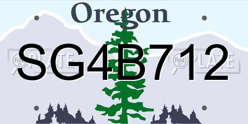 SG4B712 Oregon License Plate