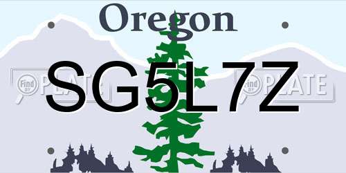 SG5L7Z Oregon License Plate