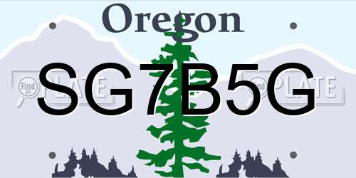 SG7B5G Oregon License Plate