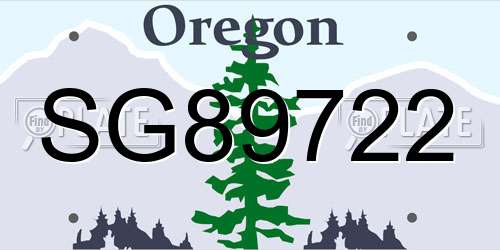 SG89722 Oregon License Plate