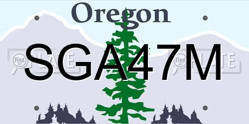 SGA47M Oregon License Plate