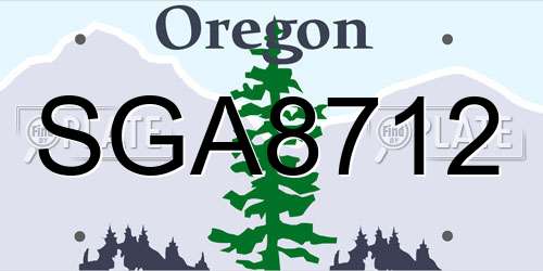 SGA8712 Oregon License Plate