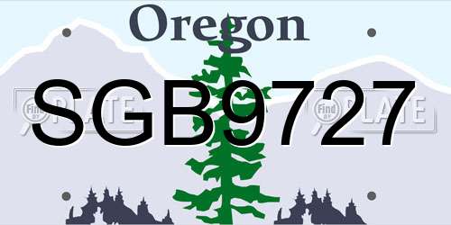 SGB9727 Oregon License Plate