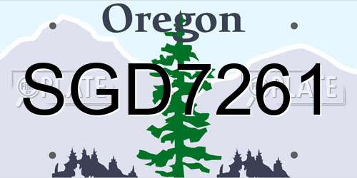 SGD7261 Oregon License Plate