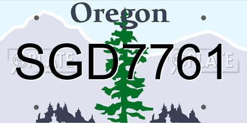 SGD7761 Oregon License Plate