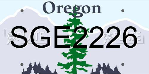 SGE2226 Oregon License Plate