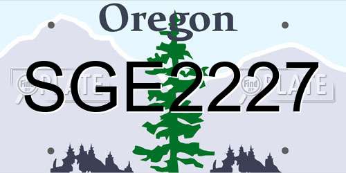 SGE2227 Oregon License Plate