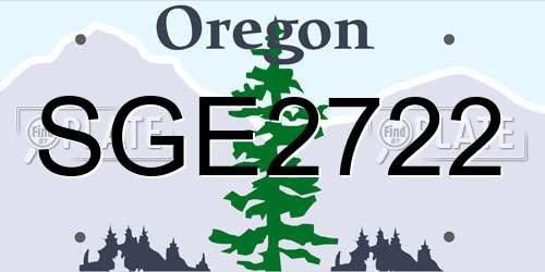 SGE2722 Oregon License Plate