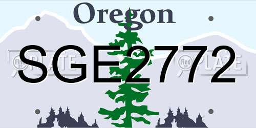 SGE2772 Oregon License Plate