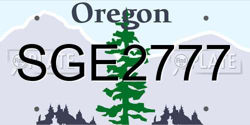 SGE2777 Oregon License Plate