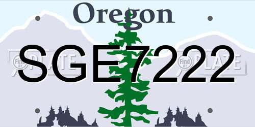 SGE7222 Oregon License Plate