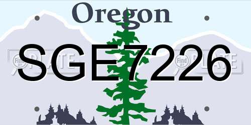 SGE7226 Oregon License Plate