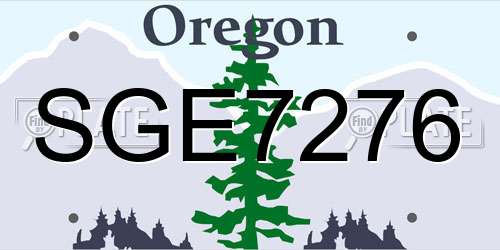 SGE7276 Oregon License Plate