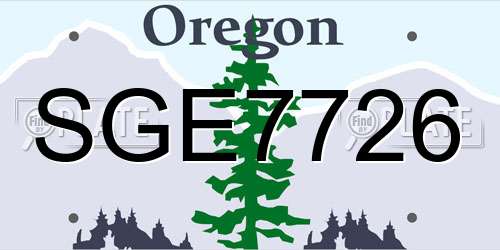 SGE7726 Oregon License Plate