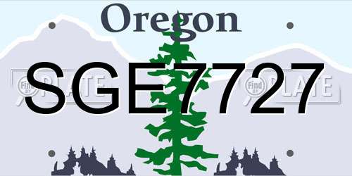 SGE7727 Oregon License Plate