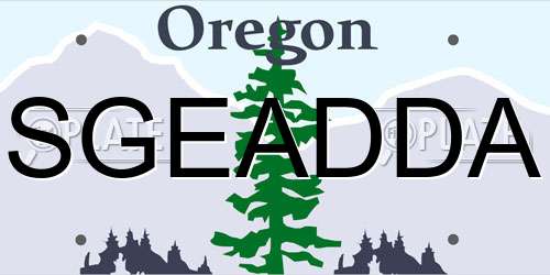 SGEADDA Oregon License Plate