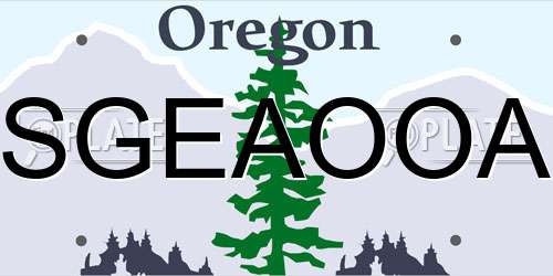 SGEAOOA Oregon License Plate