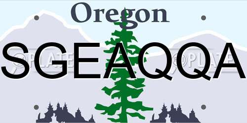 SGEAQQA Oregon License Plate