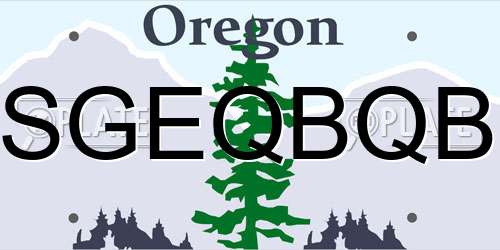 SGEQBQB Oregon License Plate