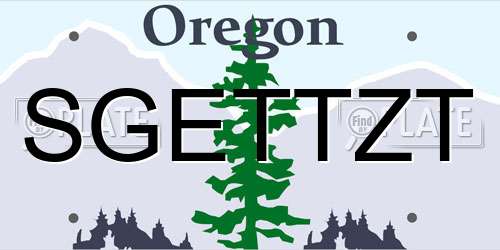 SGETTZT Oregon License Plate