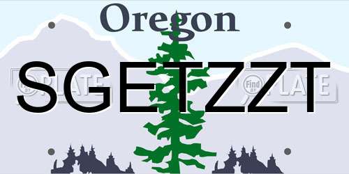 SGETZZT Oregon License Plate