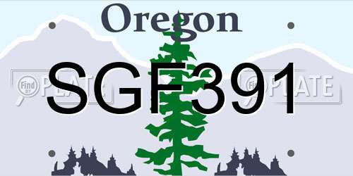 SGF391 Oregon License Plate