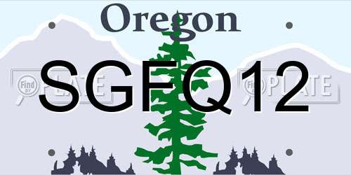 SGFQ12 Oregon License Plate
