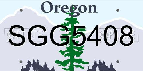 SGG5408 Oregon License Plate