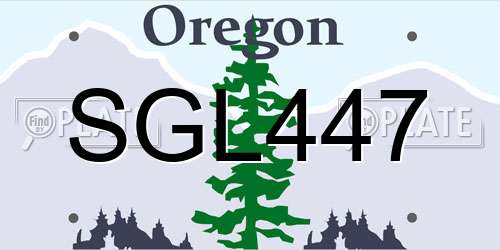 SGL447 Oregon License Plate