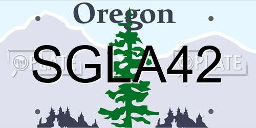 SGLA42 Oregon License Plate