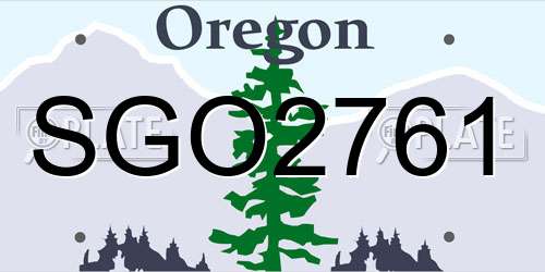SGO2761 Oregon License Plate