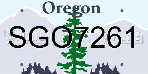 SGO7261 Oregon License Plate