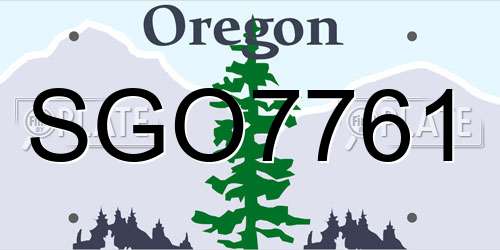 SGO7761 Oregon License Plate