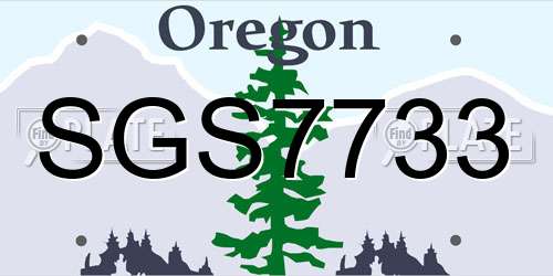 SGS7733 Oregon License Plate