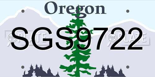 SGS9722 Oregon License Plate