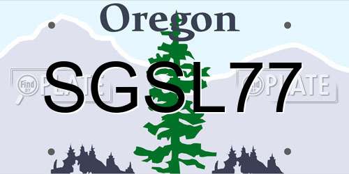 SGSL77 Oregon License Plate