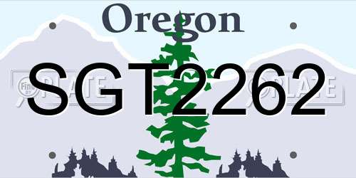 SGT2262 Oregon License Plate