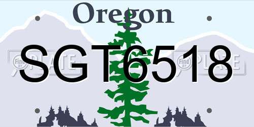 SGT6518 Oregon License Plate