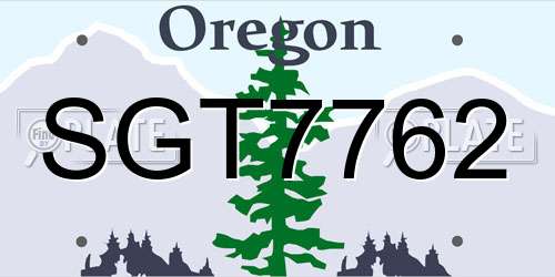 SGT7762 Oregon License Plate
